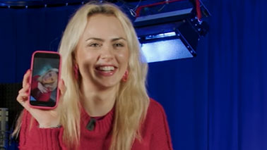 Laura alonso sitting in a film studio