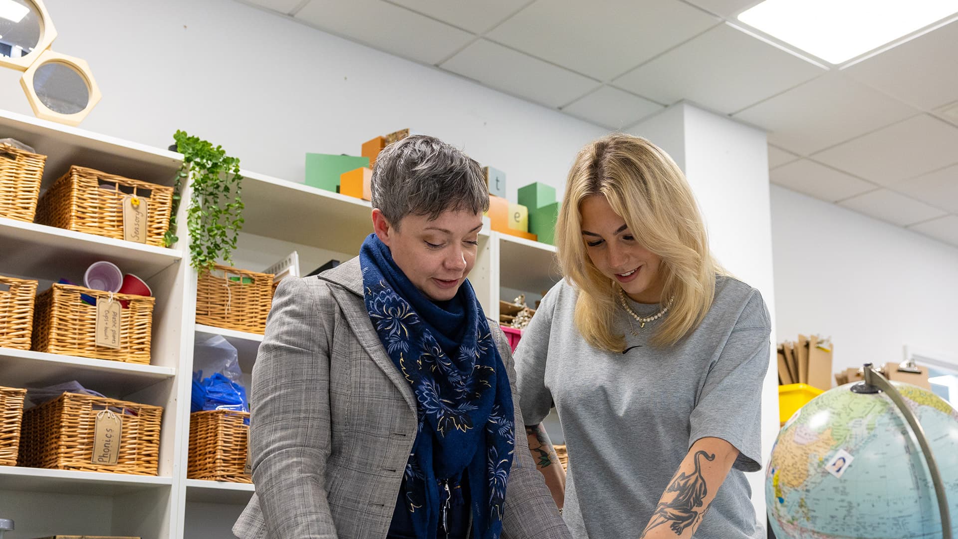 Primary Education students working in a study group in the Scarborough library