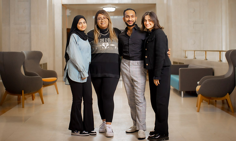 Students standing together