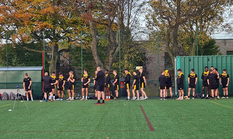 rugby players on pitch during preseason testing