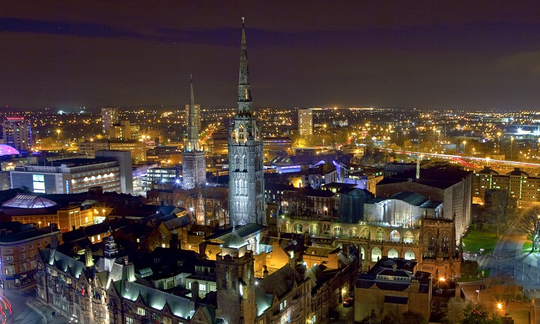 The Coventry skyline at night