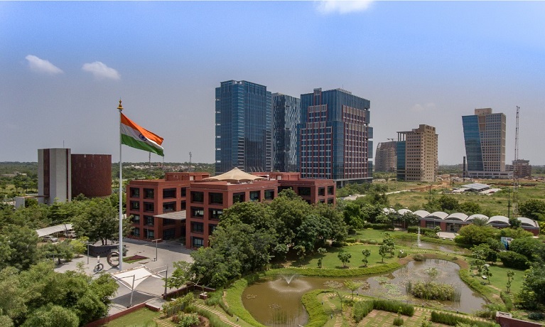 An image of buildings and green areas in India's GIFT City