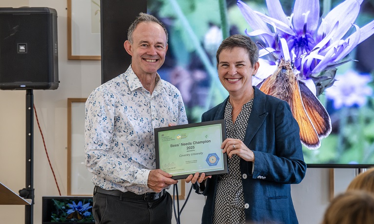 Jamie Whitehouse, Grounds and Public Realm Manager and Mary Creagh, Defra's Minister for Nature
