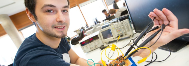 Student with robotic arm