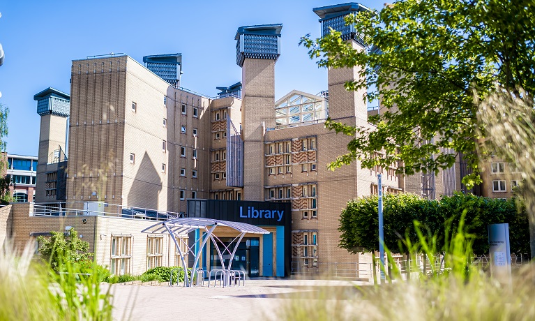 A picture of the Lanchester Library on a sunny day