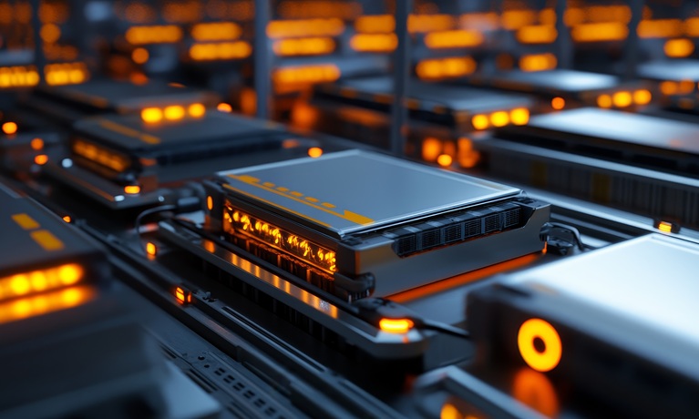 A supply line of batteries being made for electric vehicles