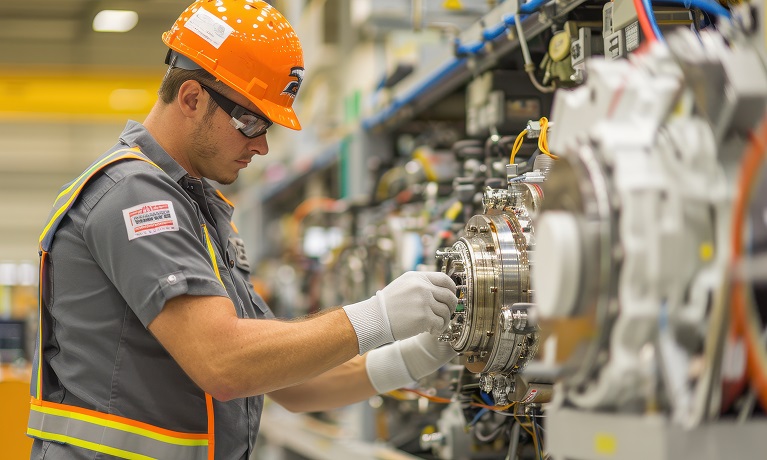 A worker in an aviation factory