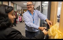 Richard Dashwood, Coventry University Deputy Vice-Chancellor (Research), and Dr Rafia Mumtaz, Professor at NUST, prepare to cut a yellow ribbon to officially open two new laboratories in Coventry