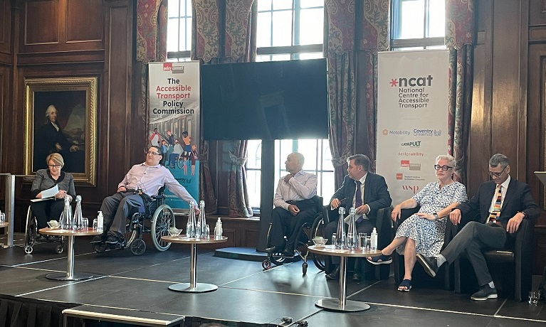 Baroness Tanni Grey-Thompson and other members of the NCAT Commission on stage at the official launch at Westminster
