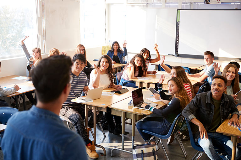 Teacher teaching in a classroom