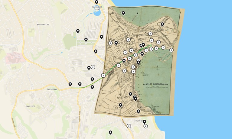 Scarborough map with pins