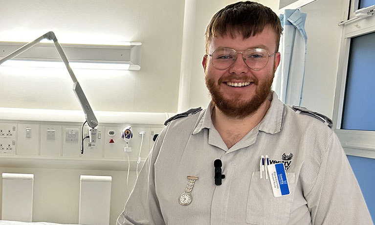 Blayne Coombes in nursing training at Coventry University